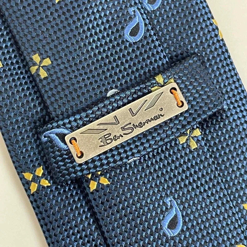 Ben Sherman Necktie Teal Paisley Geometric Mixed‎ Pattern Tie